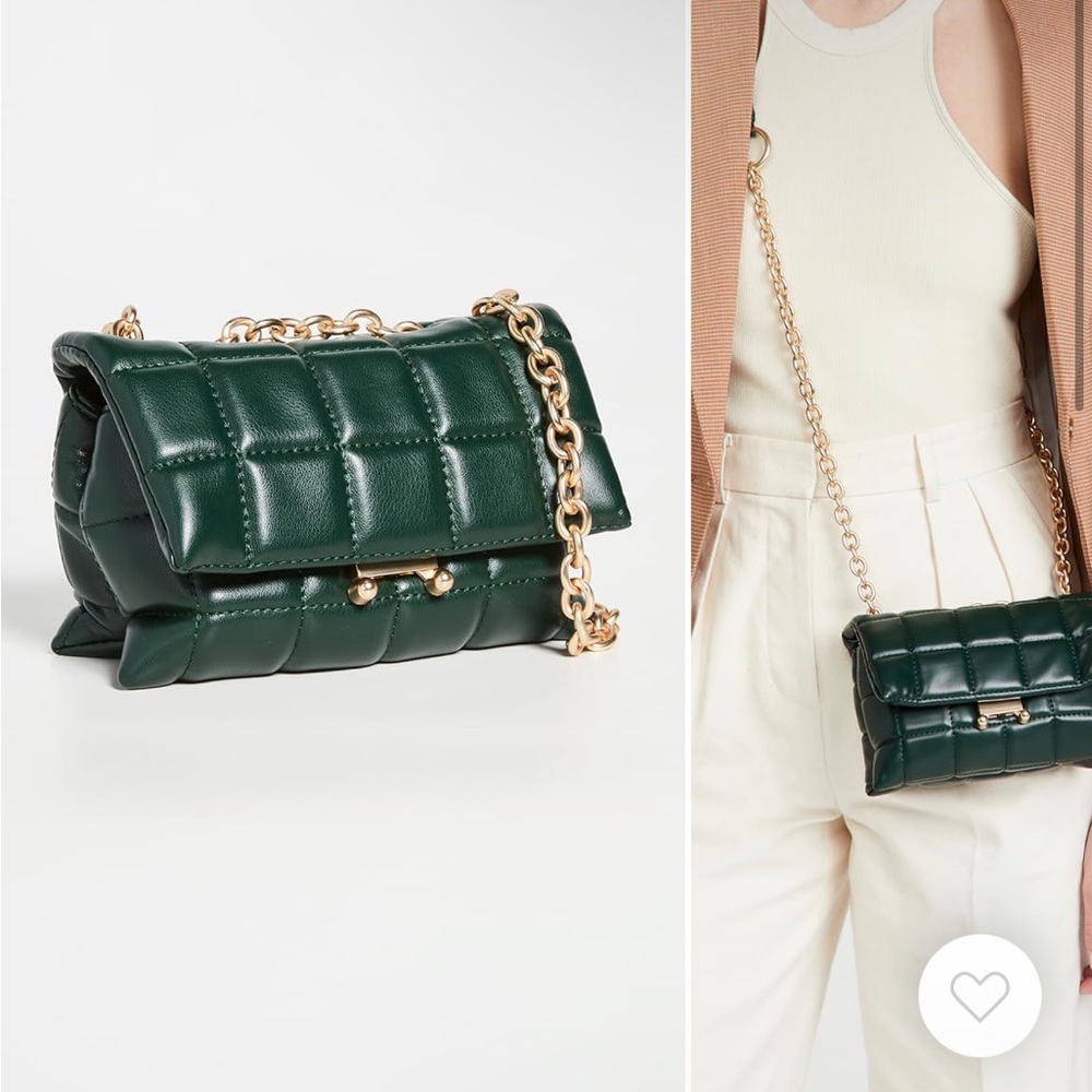 House of Want We Slay Small Shoulder Bag Gold Chain Vegan Leather Green